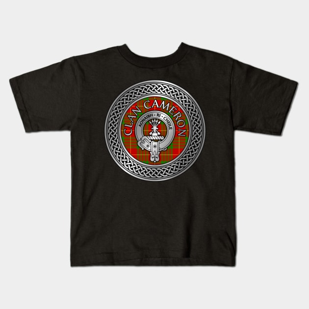 Clan Cameron Crest & Tartan Knot Kids T-Shirt by Taylor'd Designs